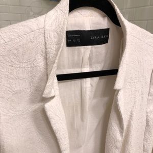Zara Tweed like White Blazer Jacket